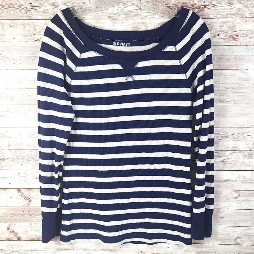Old Navy, Woman's Striped Navy and White Pullover - Picture 1 of 4